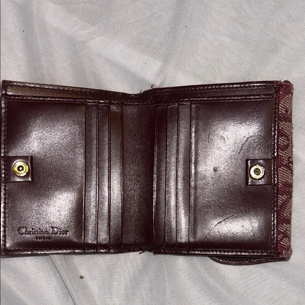 VINTAGE Christian Dior Burgundy Oblique Trotter Saddle Compact Wallet - Picture 3 of 7